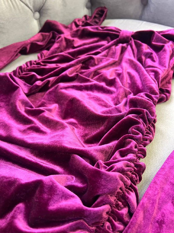 Бархатное платье цвет фуксия размер L