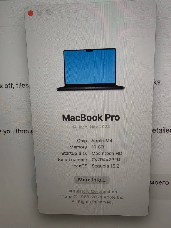 Macbook Pro 14" M4, 16GB RAM, 1TB SSD 5