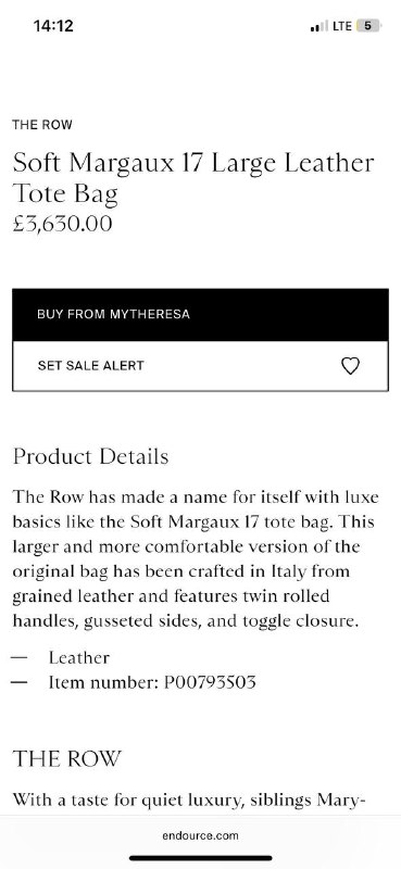 The Row Soft Margaux 17 Large leather tote bag 5