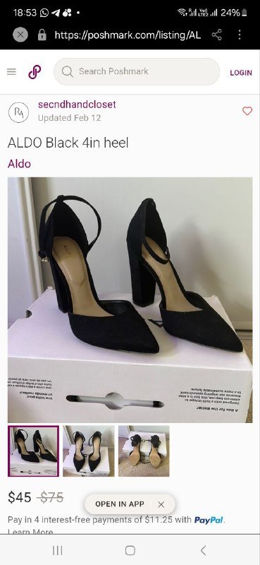 черные туфли-босоножки Aldo размер 39-40 3