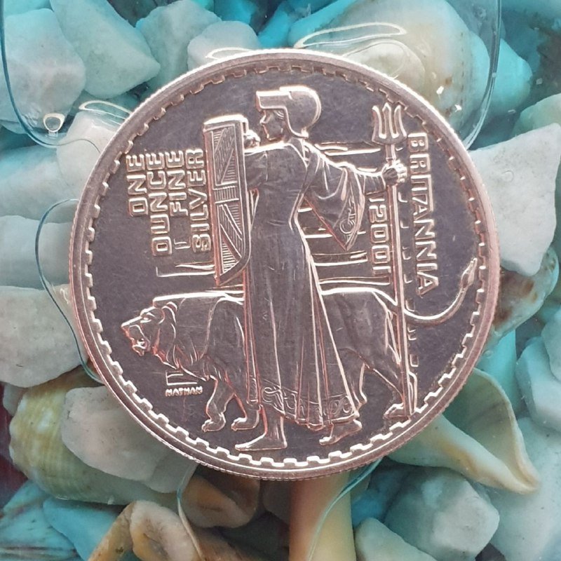 Монета 1 унция серебра Британия 2001