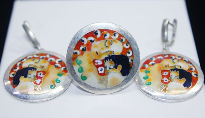 Минанкари на серебре, комплекты из колец и серег 8