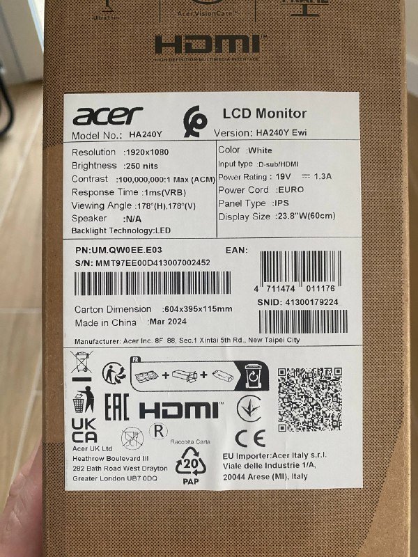 Монитор Acer HA240Y 23.8" 1920x1080 75 Гц 3