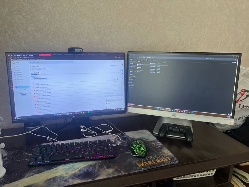 Компьютер с RTX3060 12GB и 16GB RAM, 512SSD, 1TB HDD, 600W, мониторы HP 23xi и 2E Gaming, клавиатура HyperX Alloy 65, микрофон HyperX Solocast 2