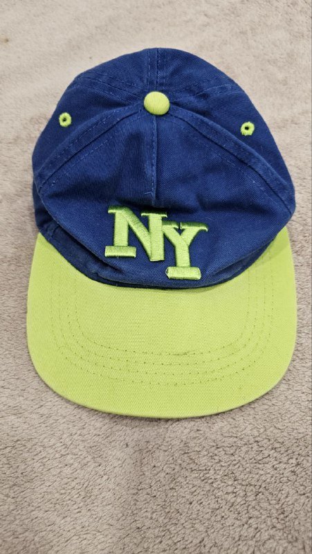 Кепка NY синяя с салатовым козырьком