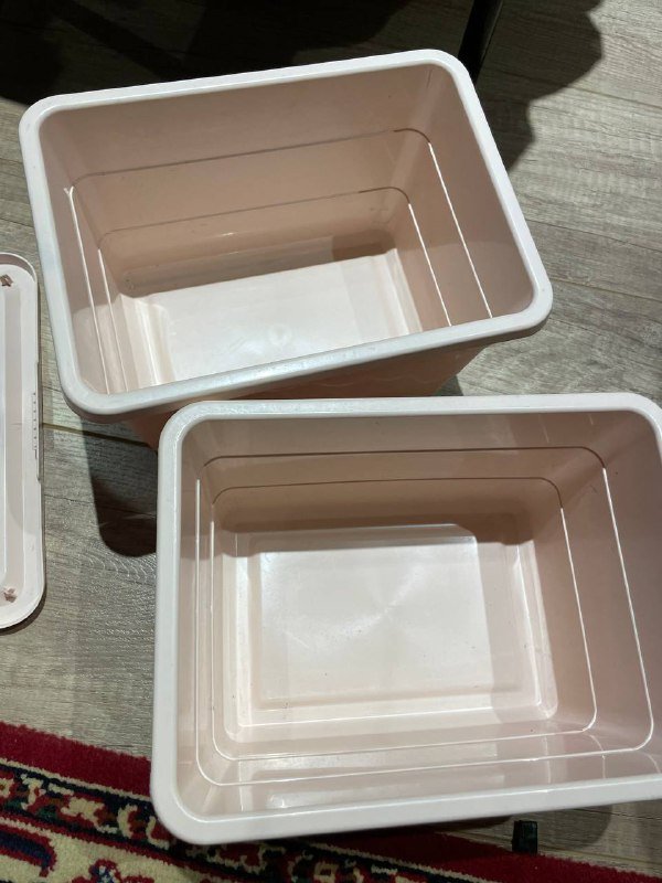 Розовые коробки IKEA 2 шт, серые коробки 3