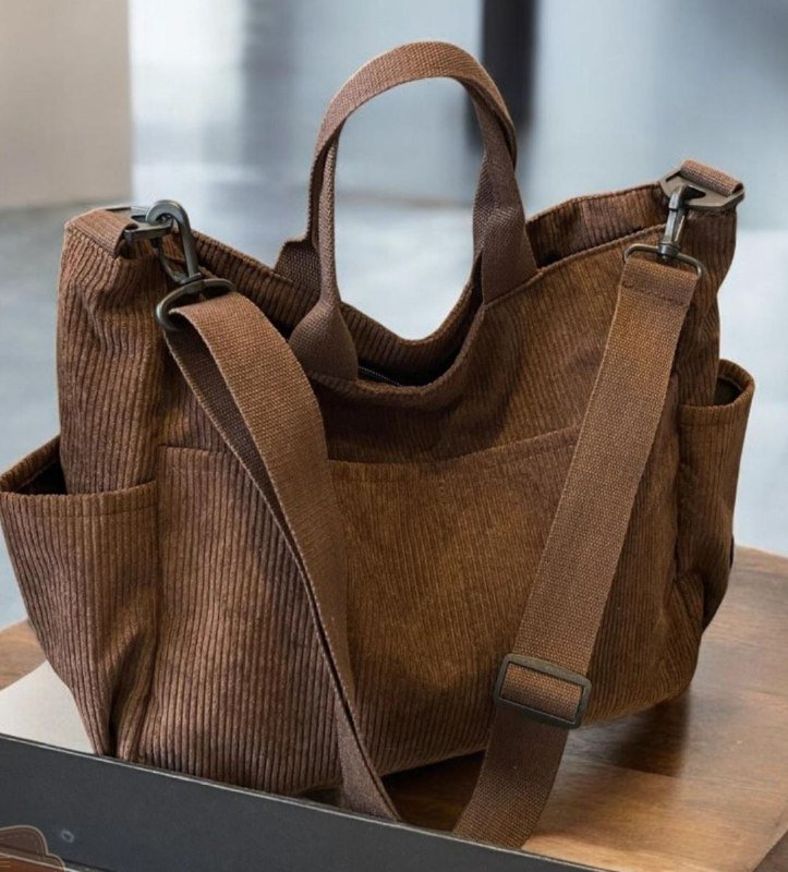 Черная сумка Zara, коричневая вельветовая сумка 4