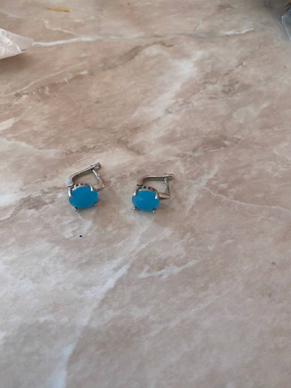 Серебряные серьги 925 пробы с голубыми камнями