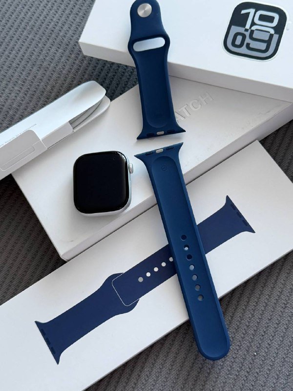 Apple Watch Series 10, 46mm, Silver Aluminum, Denim Sport Band