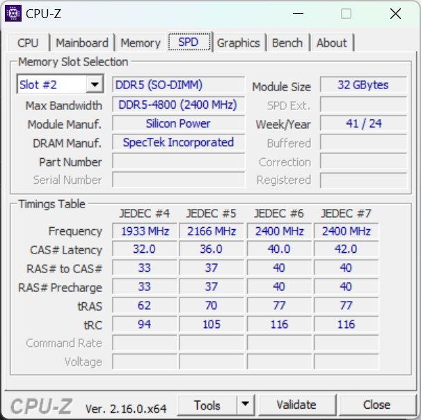 Ноутбук Dell Latitude 3410, планка памяти SP Silicon Power 32GB DDR5 6
