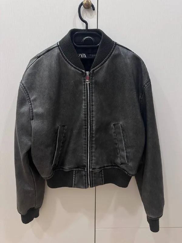 Кожаный бомбер Zara 1