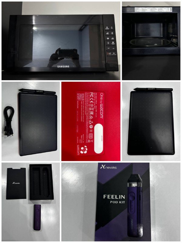 Микроволновка Samsung, графический планшет Wacom, вейп Feelin Pod Kit