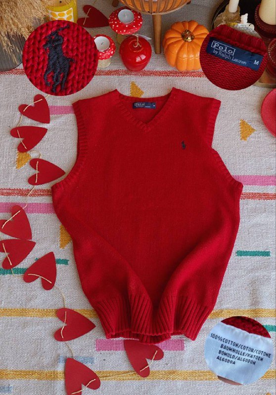 Пуловер 1/4-zip, жилет красный Ralph Lauren 2