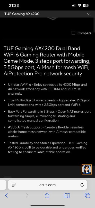 роутер ASUS TUF Gaming AX4200 Dual Band WiFi 6 3