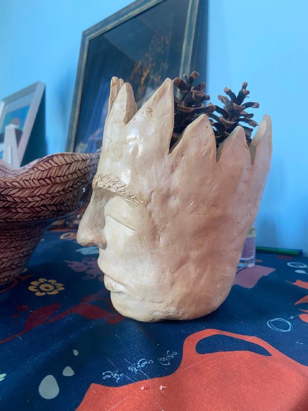 Ваза для фруктов, ваза-кашпо Десной человек, подсвечник из дерева 4