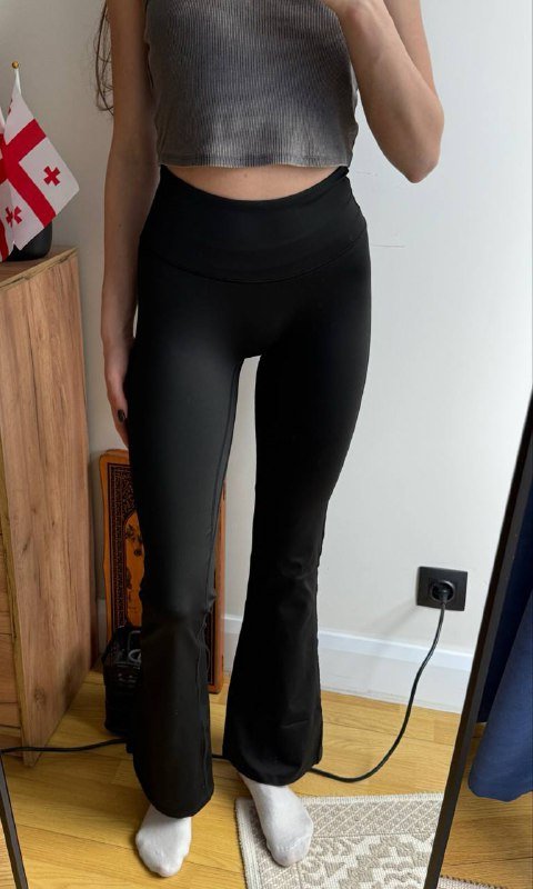 Женские лосины штаны клёш с пуш ап эффектом, с утеплением