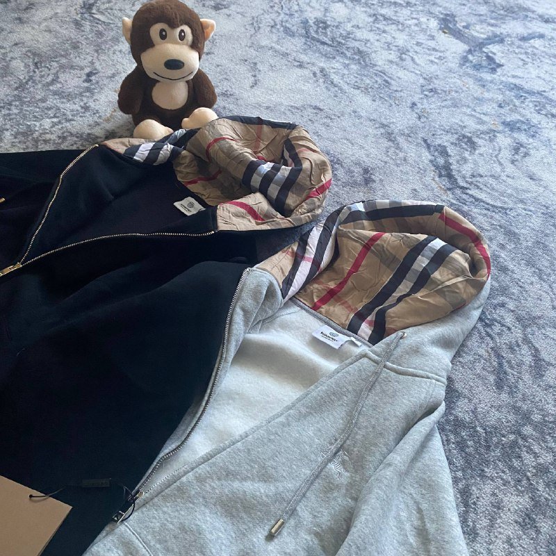 Зип худи Burberry чёрный, серый 4