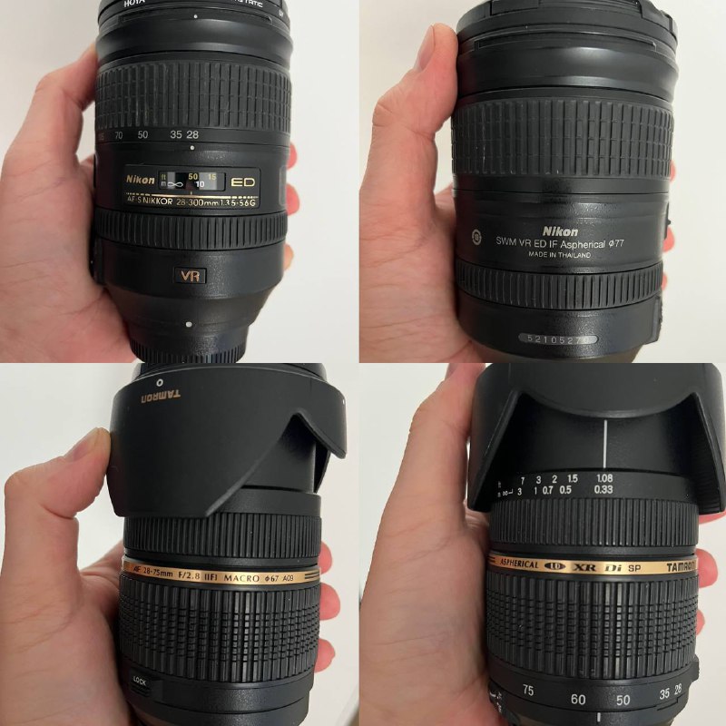 Объективы Tamron 28-75mm и Nikon 28-300mm