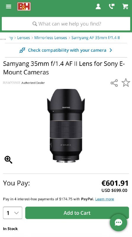 Объектив Rokinon Samyang 35mm f 1.4 AF II для Sony E-Mount 6