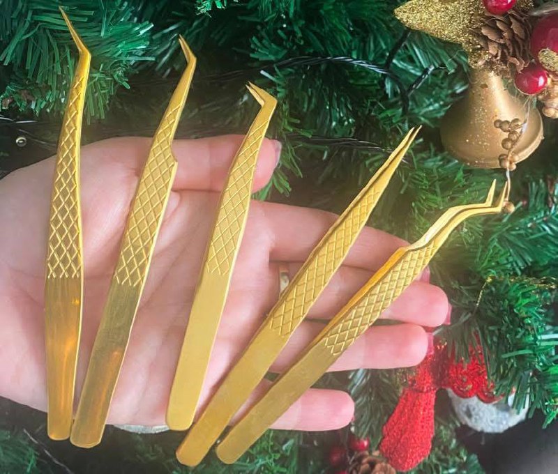 Gold Tweezers Set of 5