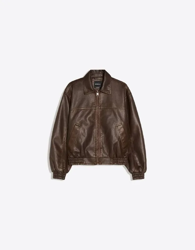 Кожаная куртка Bershka 1