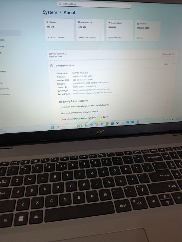 Ноутбук Acer Aspire 3 2023 диагональ 17 4