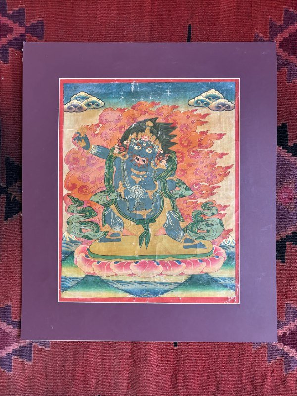 Тибетская танка с изображением бодхисттавы Ваджрапани