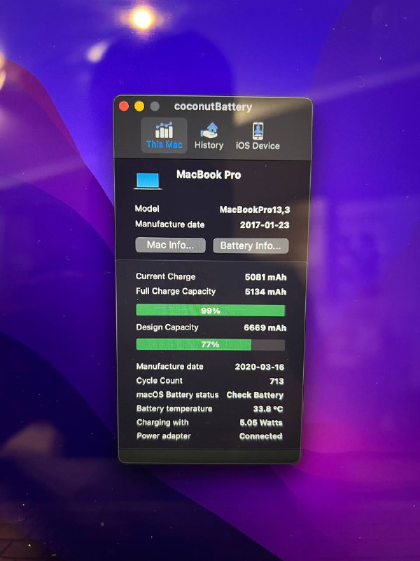 MacBook Pro 15 inch i7 16GB 256GB SSD 4