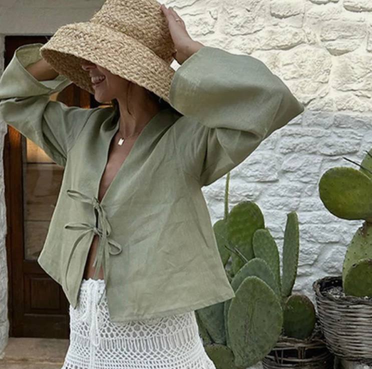 Брюки Zara, Юбка джинсовая Mango, Блузка зеленая, Топ белый 6