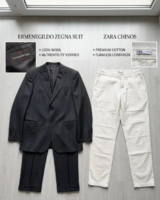 Мужской костюм Ermenegildo Zegna, белые брюки Zara
