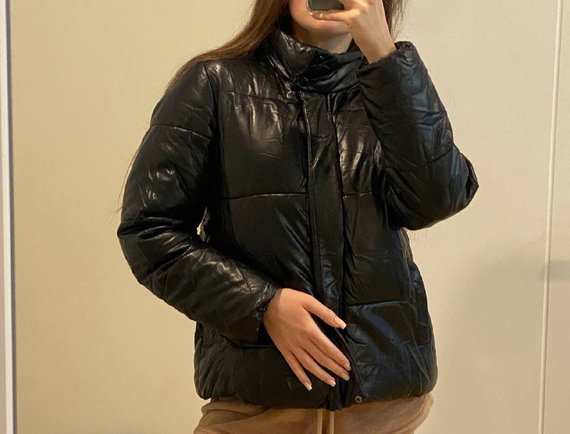 черная женская куртка дутик S/M 2
