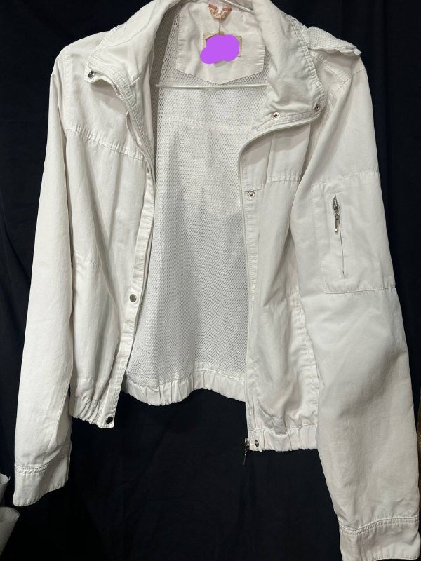 Белая ветровка с отстегивающимся капюшоном, размер S 2