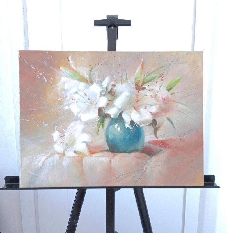 Картина "Лилии", холст 30×40 масло