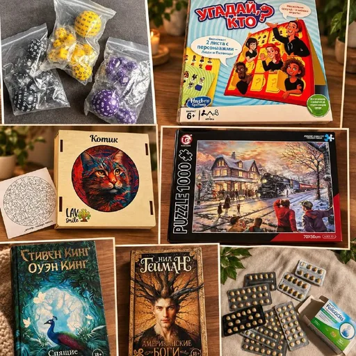 Наборы кубиков D&D, «Угадай, кто?», пазлы, книги, фолиевая кислота