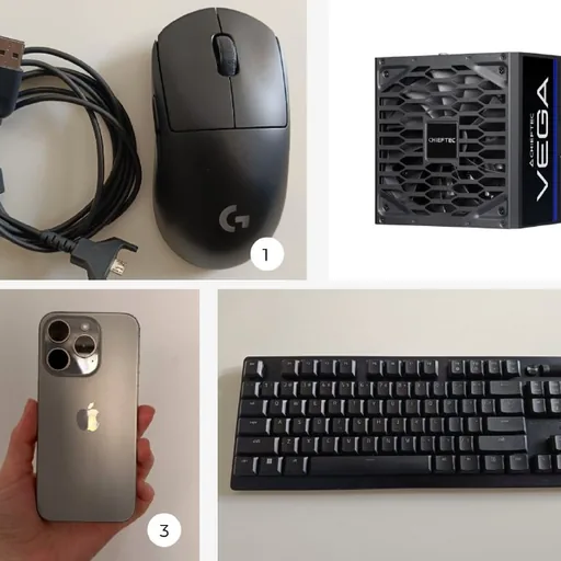 Игровая мышь Logitech G PRO, Блок питания CHIEFTEC Vega 850W, iPhone 15 Pro 256GB, Клавиатура Razer DeathStalker V2 Pro