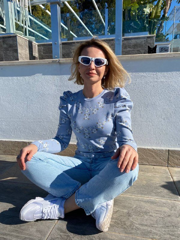 Свитер Zara голубой, размер S 4