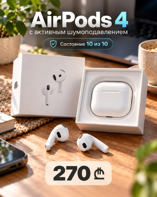 AirPods 4 с активным шумоподавлением ANC