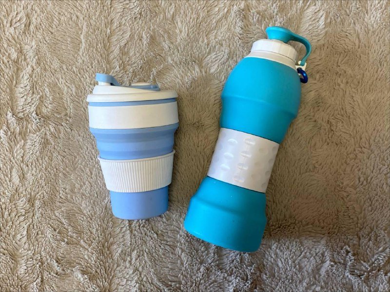 Складной силиконовый термостойкий стакан и бутылка 2