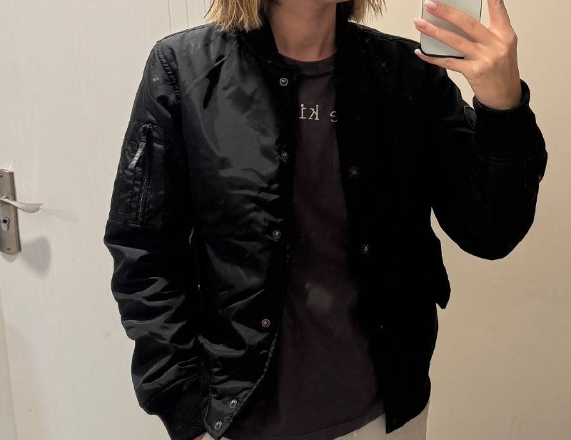 Куртка бомбер женская черная размер XS-S 5