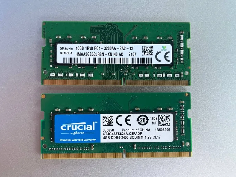 DDR4 SO-DIMM Hynix 16 Гб, Crucial 4 Гб