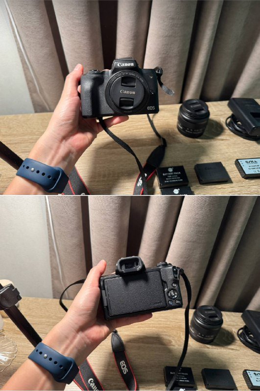 Canon EOS M50 Mark I, объективы, карты памяти, аккумуляторы 8