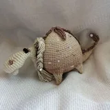 Вязаная сумка, кукла балерина, динозаврик 3