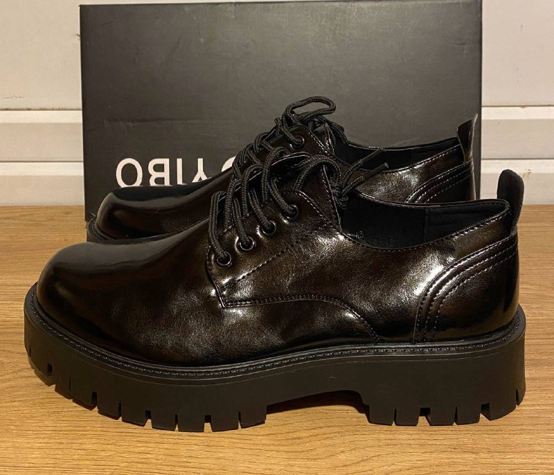 Чёрные мужские дерби на массивной подошве 2