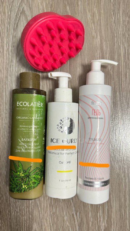 Гель Fratty, гель Ice Curly, бальзам Ecolatier, массажер для головы