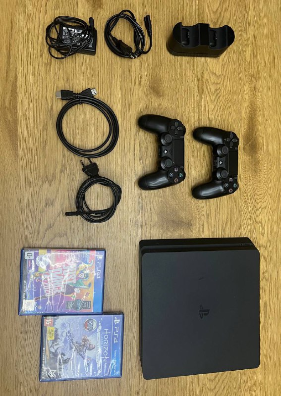 PlayStation 4 Slim 1tb, геймпады, игры, зарядная станция, PlayStation VR 2