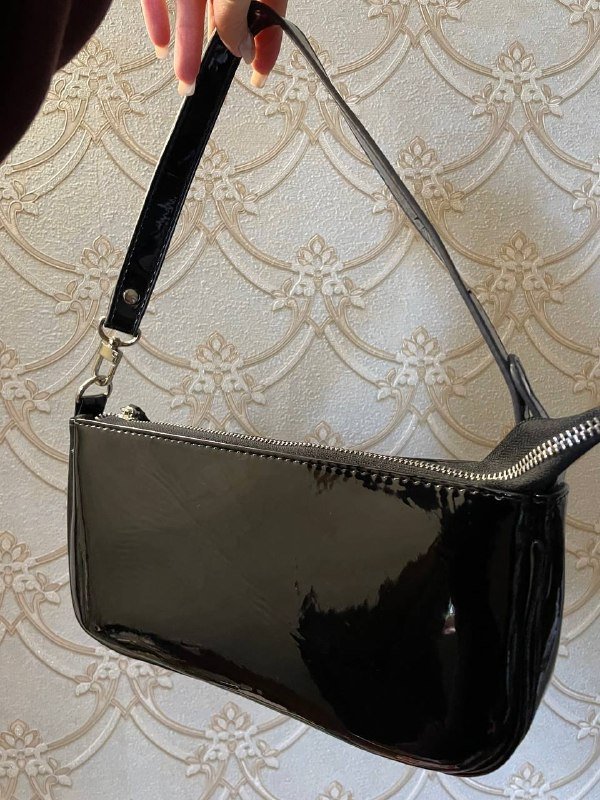 Черно белая сумка Asos, лаковая чёрная сумка 2