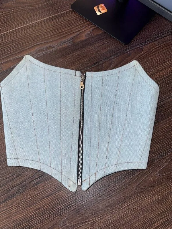 Корсет blue Jeans, рубашка, плащ, твидовый жакет 1