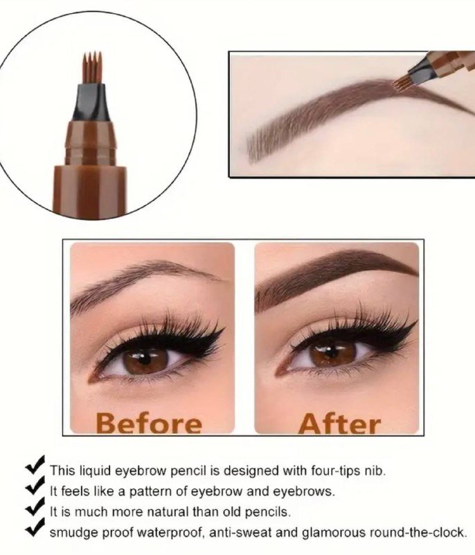 Профессиональный карандаш для бровей темно-коричневый 4