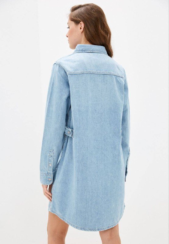 Джинсовое платье-рубашка женское, размер M-L 2