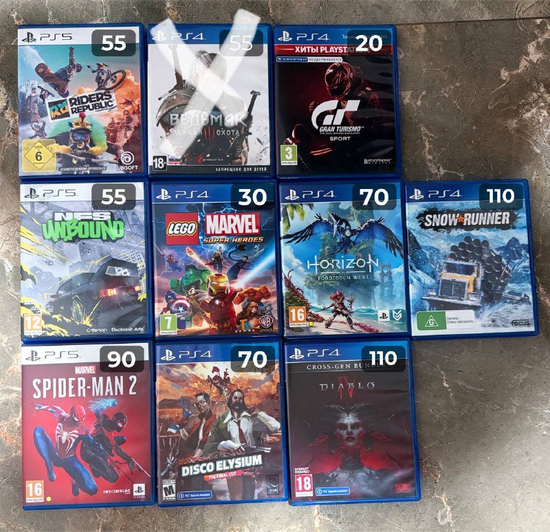 Игры для ps4 и ps5 диски NFS Witcher Diablo Spider Man Лего